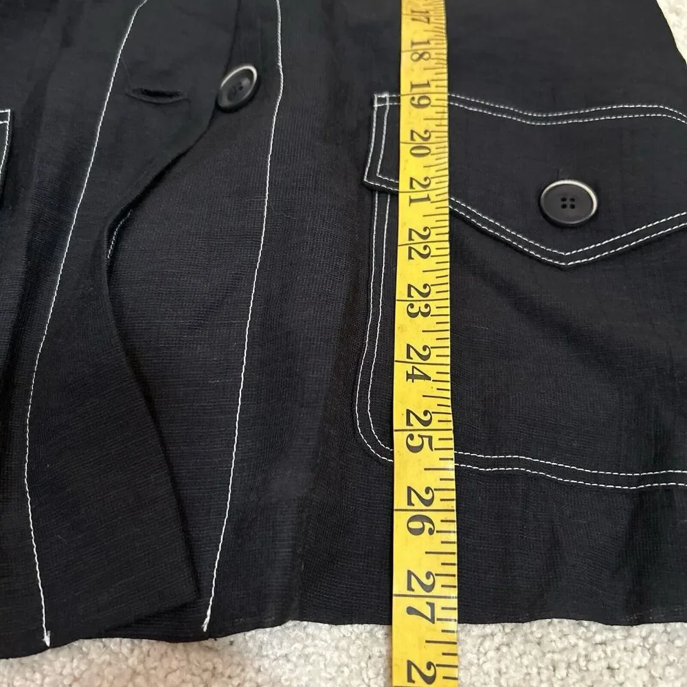 Iris Setlakwe Women's Black Blazer Jacket Belted Lightweight Lagenlook Size 12 - Picture 8 of 8
